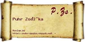 Puhr Zsóka névjegykártya
